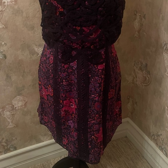 FREE PEOPLE MISS YOU LACE MINI DRESS PINK BLACK SIZE 2 - Picture 6 of 6